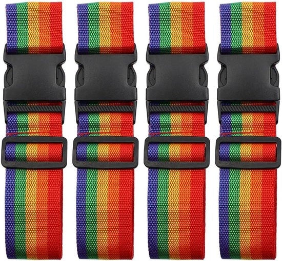 Cinture per valigie - Cinture per valigie pesanti - Cinture per valigie regolabili - Colori arcobaleno - Accessorio premium per la chiusura della valigia - Adatto per valigie - 2 pezzi