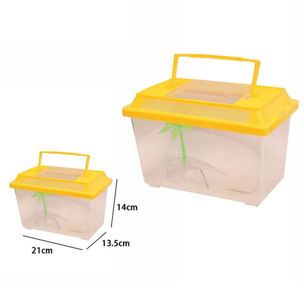 Trade Shop - Acquario Vaschetta Pesci Tartarughe Coperchio Maniglia Presa Aria 21x13.5x14 Cm -
