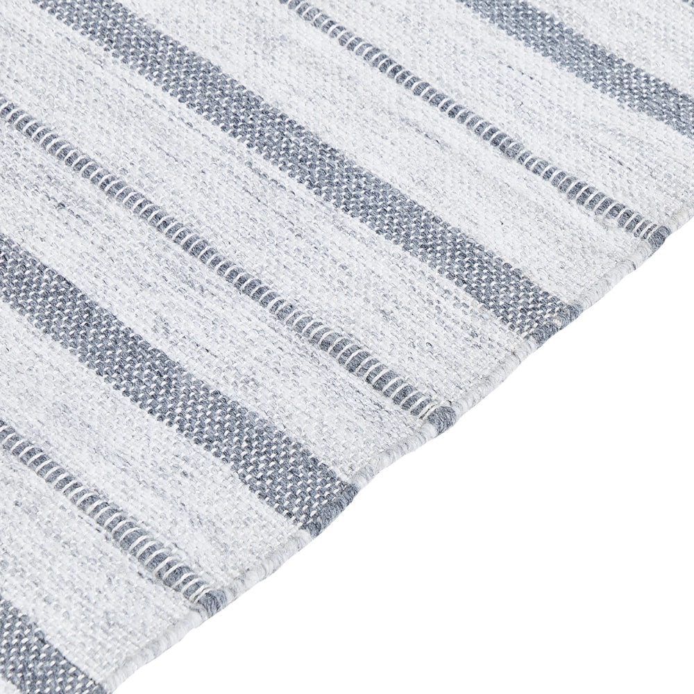 Tappeto bianco sporco 140 x 200 cm per soggiorno e camera da letto con frange a righe