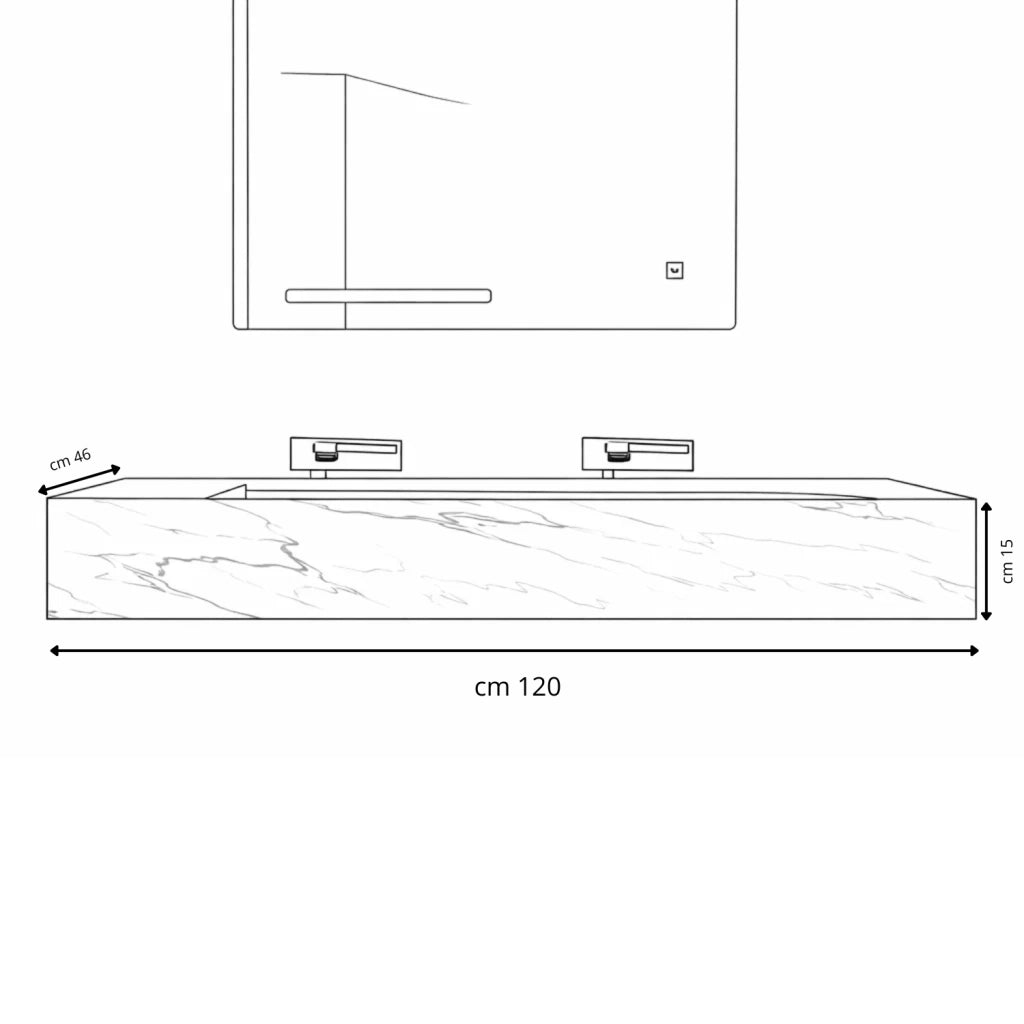 Lavabo consolle sospeso modello freya in artificial stone bianco venato *** finitura- bianco, confezione 1