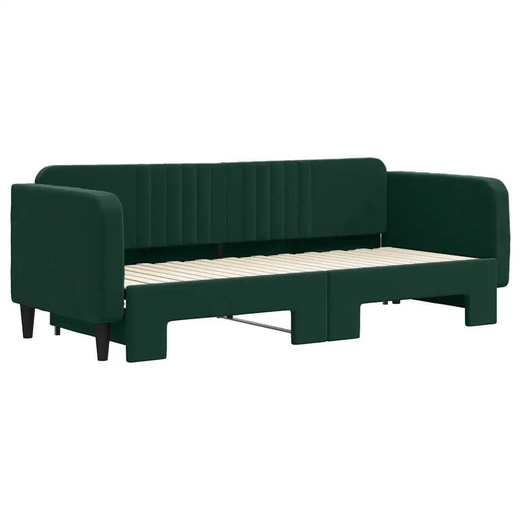 Divano Letto con Letto Estraibile Verde Scuro 80x200cm Velluto 3197058