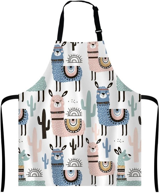 Schort per cuochi con disegno alpaca e cactus, cinturino regolabile per uomo e donna, adatto per la cucina, il barbecue, il ristorante, la griglia, la cottura, la preparazione.