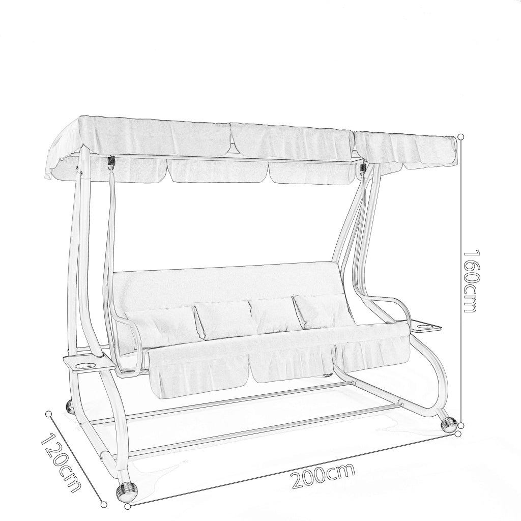 Dondolo Da Giardino 3 Posti Schienale Regolabile Tetto Ombreggiante Cuscinatura Comfort Imbottita Convertibile In Letto Per Esterno Balcone Patio 200 x 120 x 160 Cm Bordeaux