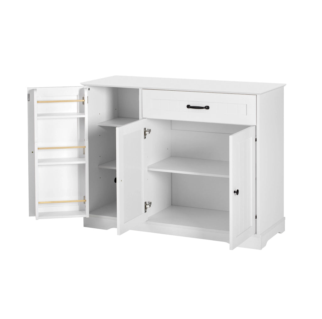 Credenza moderna in MDF bianco con 3 ante e 1 cassetto; per ingresso e soggiorno
