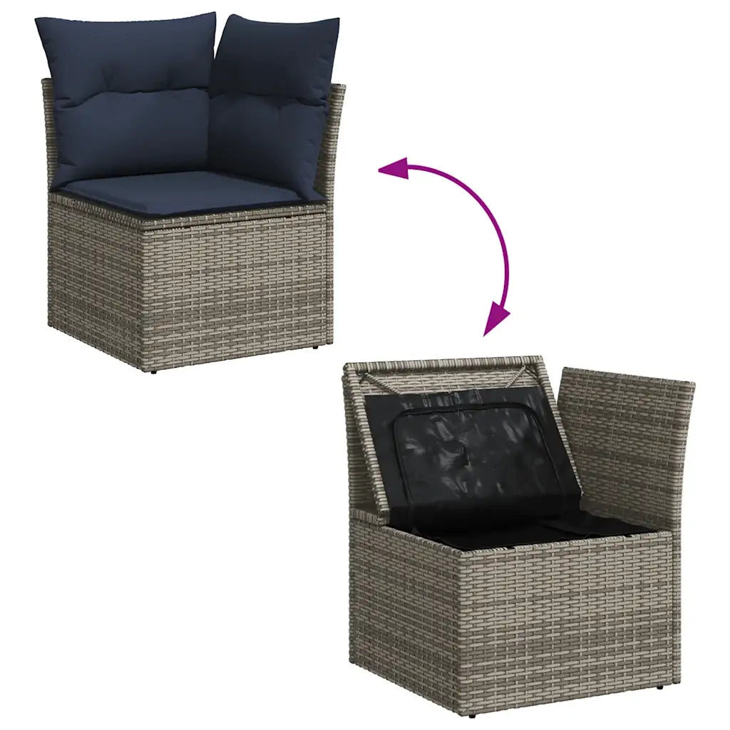 Set Divani da Giardino 8 pz con Cuscini Grigio in Polyrattan