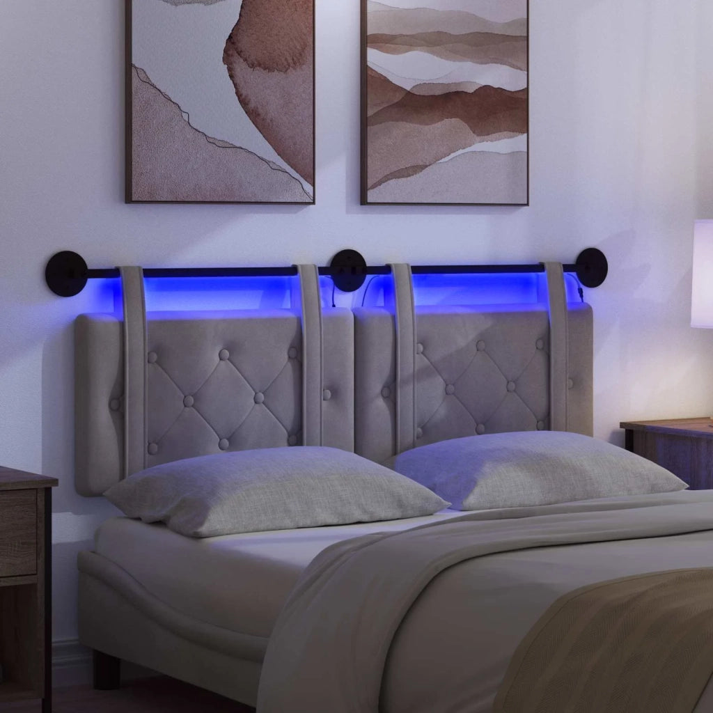 Testiera | Testata sospesa Con luce LED Grigio Chiaro Velluto