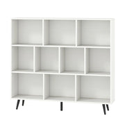 Organizzatore di stoccaggio moderno con 5 gambe di metallo affusolate, Libreria a 10 cubi camera da letto Bianco