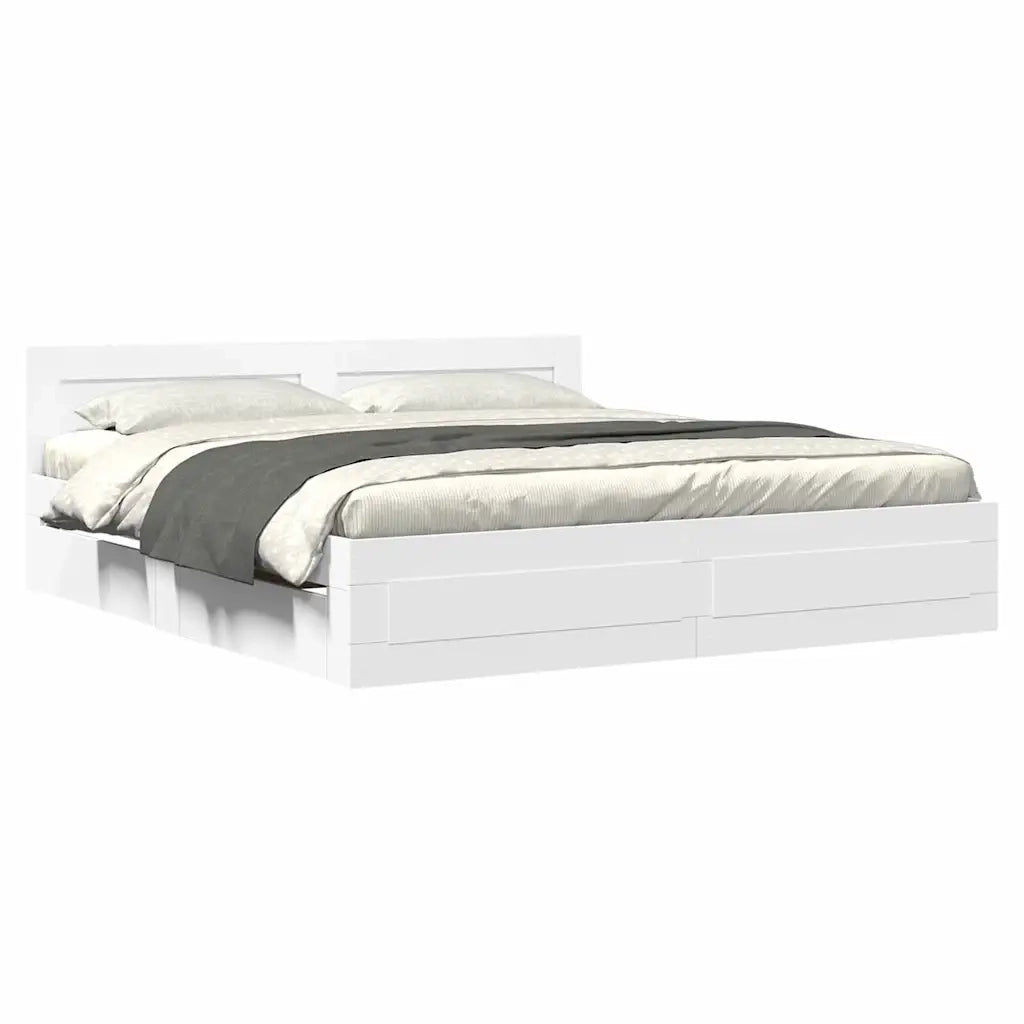 Letto matrimoniale | Letto per adulti | Struttura del letto 2 pcs Bianco 193 x 203 cm Legno multistrato