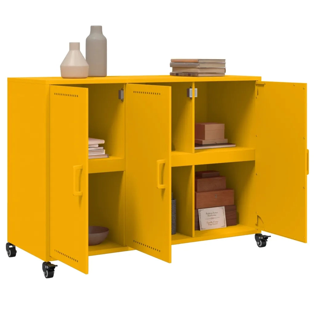 Credenza-Buffet-Armadio da cucina Giallo Senape 100,5x39x72 cm in Acciaio