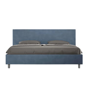 BS COM Letto matrimoniale king size contenitore imbottito 190x200 microfibra blu