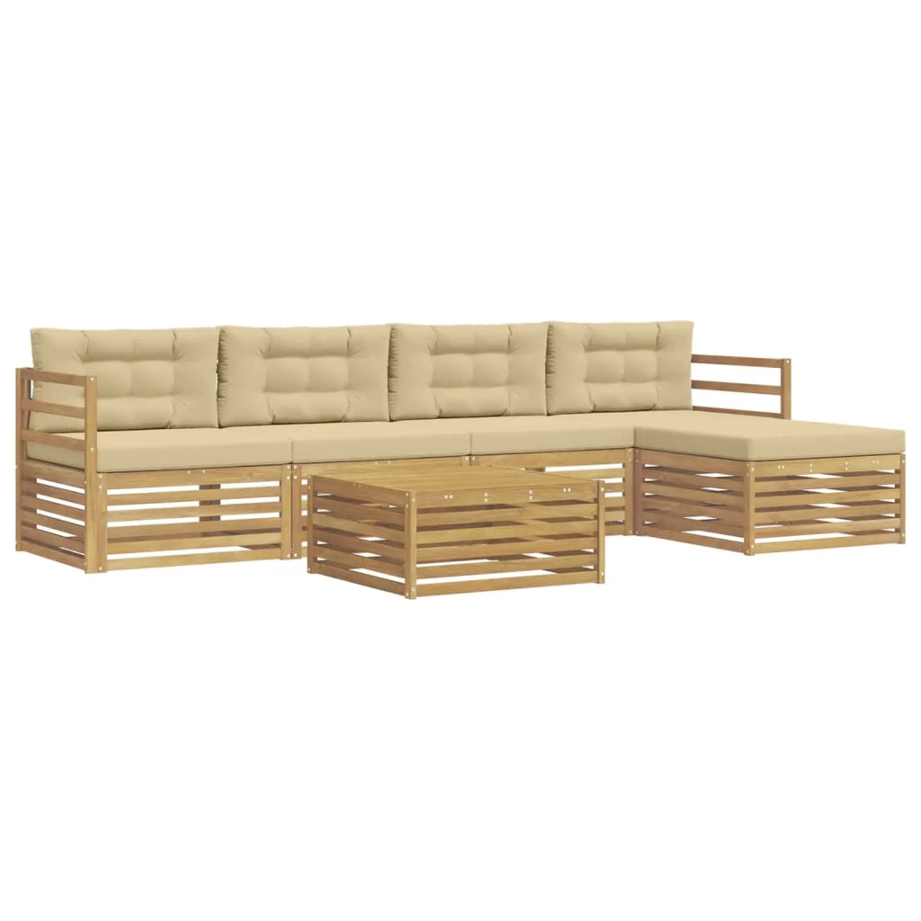 Set di divani da esterno 6 pz Bianco e Beige Poliestere 3390348