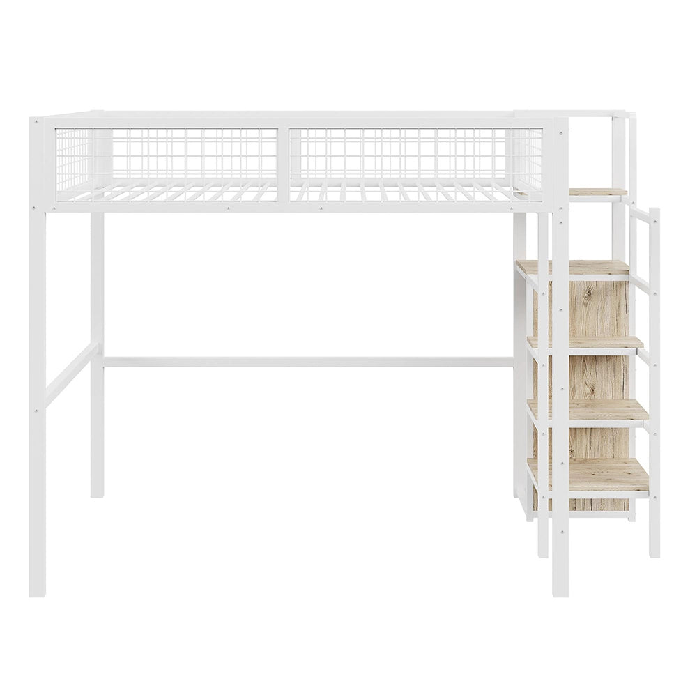 Letto mezzanino bambini 140x200cm - Xylo - bianco, armadio
