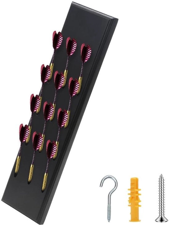 Dartstandaard in legno massiccio con montaggio a parete - Adatto per 12 darts - Stand per dartboard pratico e con design elegante - Dimensioni 40 × 10,5 × 2 cm