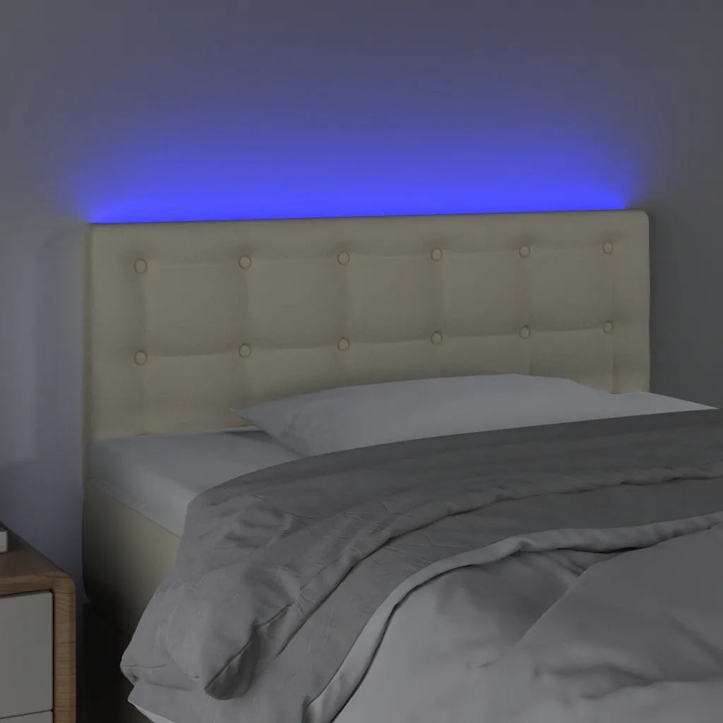 Testiera | Testata Crema a LED 100x5x78/88 cm in Similpelle