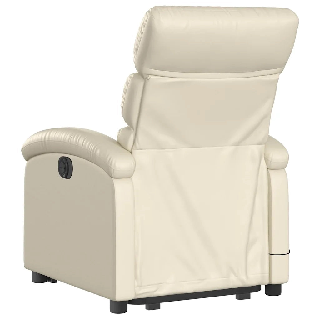 Poltrona | Sedia Relax Alzapersona Reclinabile Massaggio Crema Similpelle