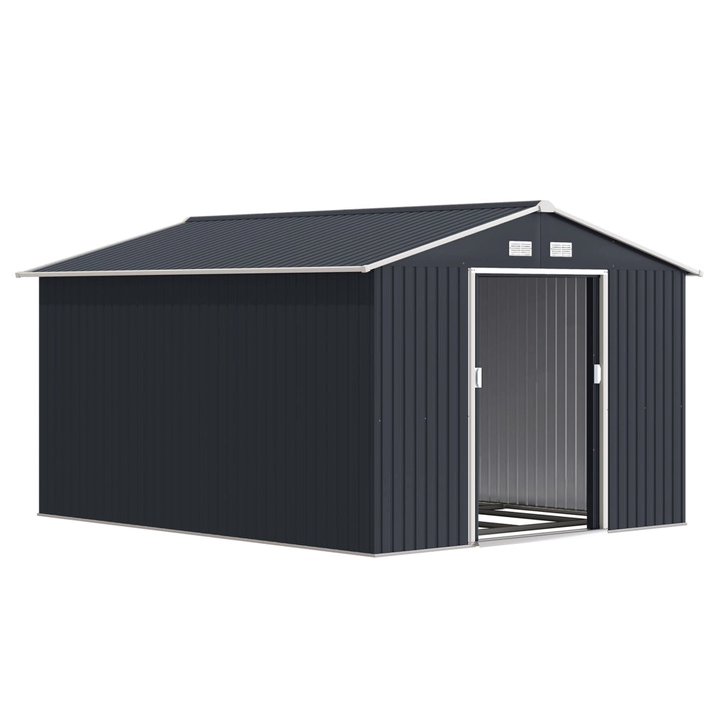Casetta da Giardino ¨C Xylo ¨C Acciaio Grigio 322x277x192 cm con 2 Porte Scorrevoli