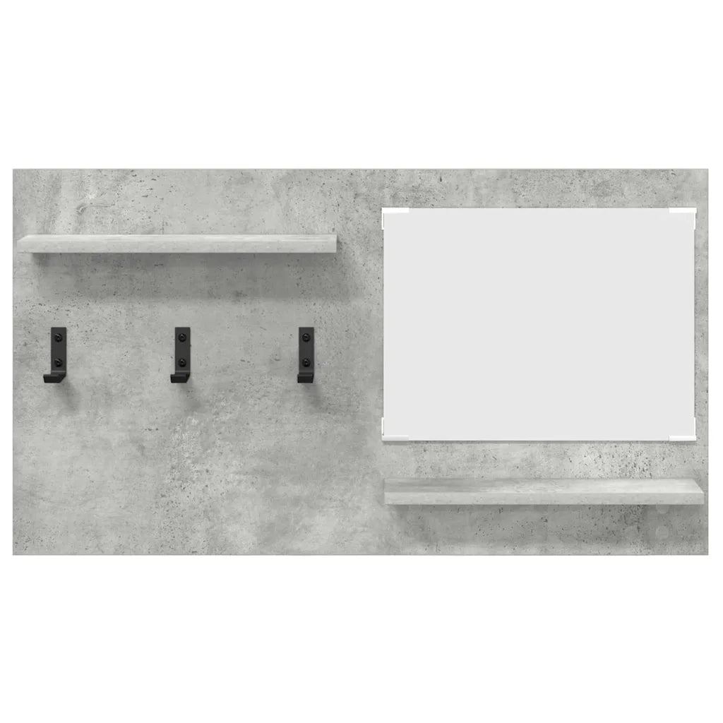 Appendiabiti a muro con specchio-Attaccapanni con specchio Grigio cemento 90 x 10 x 50 cm