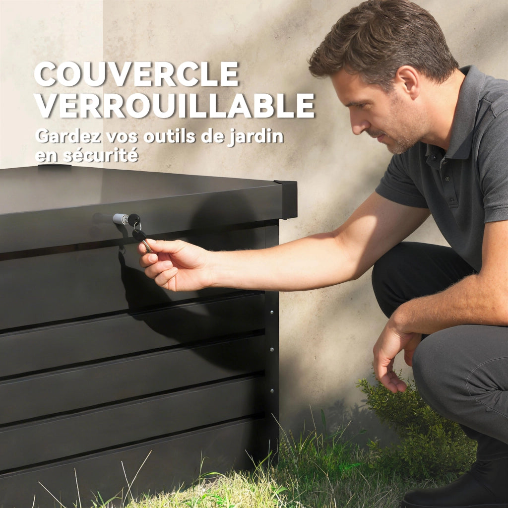 Contenitore da giardino 350L ¨C Xylo ¨C metallo grigio antracite con cuscini