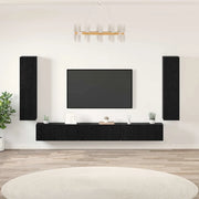 Mobile Porta TV 4 pz-Credenza per TV Rovere Nero Legno multistrato 217605