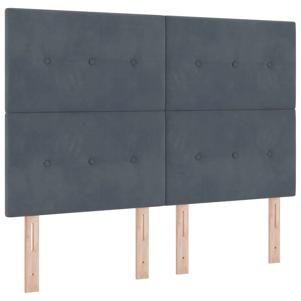 Letto matrimoniale | Letto per adulti | Letto a molle con testiera Grigio scuro 140 x 200 cm Velluto