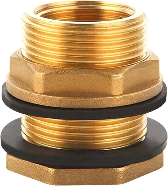 Connettore di alimentazione Rain Bolt Feed per contenitori, serbatoi e barili da 1 pollice x 1 1/4 pollici, con connessione a vite sigillata, inclusi 2 sigillanti in gomma per rubinetto d'acqua.
