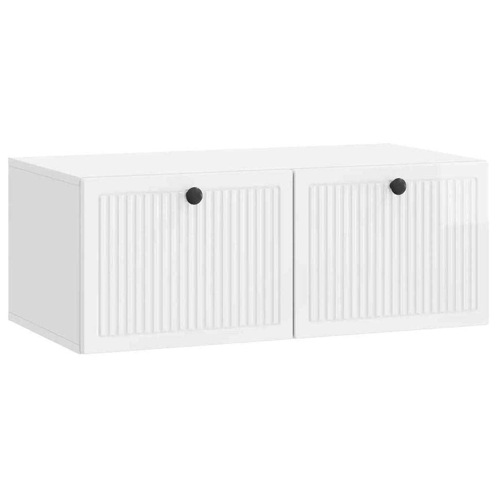 Mobile Porta TV da Muro Bianco Lucido 78,5 x 41 x 30 cm 898009