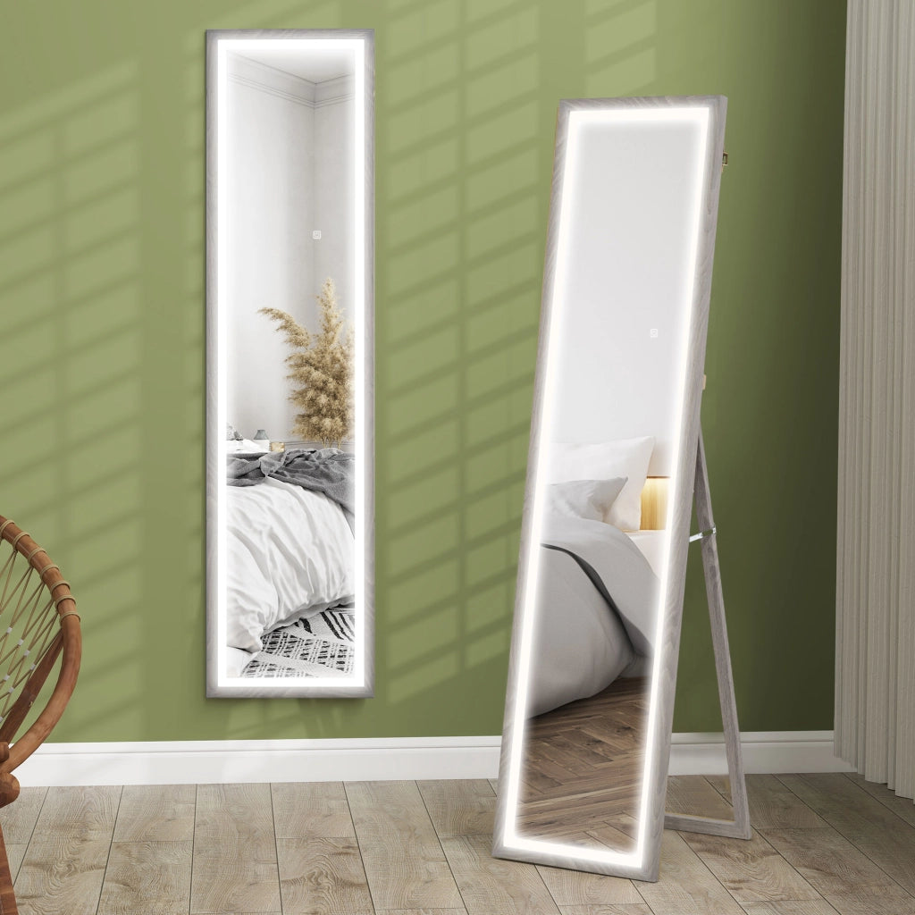 Specchio da Parete Illuminato LED ¨C zephmum ¨C Grigio 40x160 cm