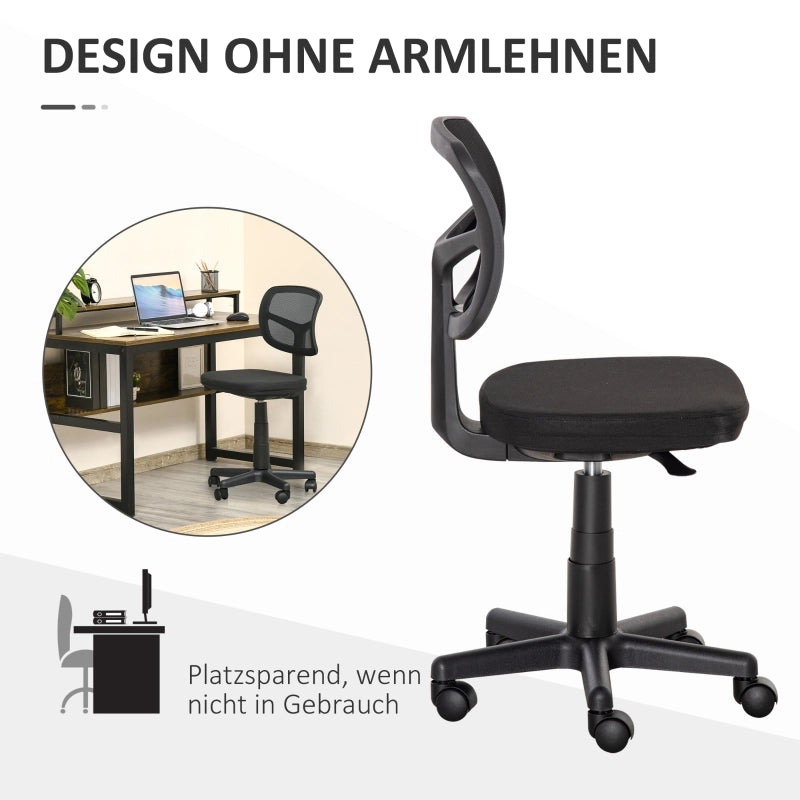 Sedia da ufficio, sedia ergonomica da scrivania, sedia girevole regolabile in altezza, salvaspazio, nera