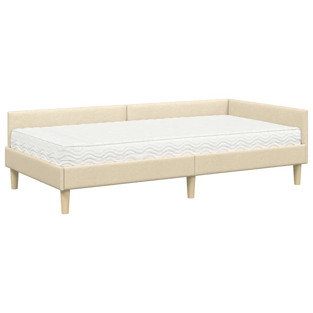 Struttura Letto Angolare con Materasso 2 pcs Crema Tessuto 3393659