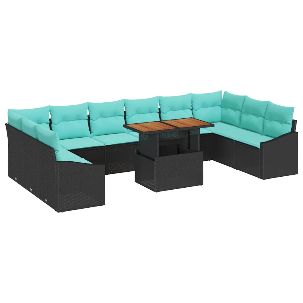 Set da Pranzo per Giardino 11 pcs Nero e Verde acqua 3349892