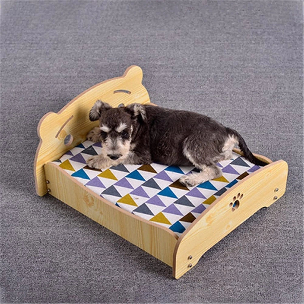 Trade Shop - Letto Cuscino Per Cani Gatti Animali Domestici Durevole In Legno 57 X 47 X 23 Cm -