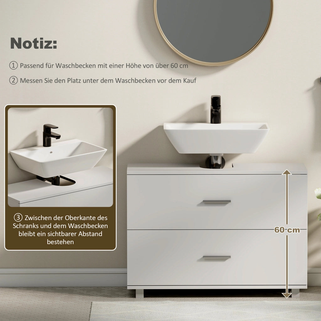 Mobiletto Sottolavabo con 2 Cassetti ¨C Zephmum ¨C Bianco 60x30x