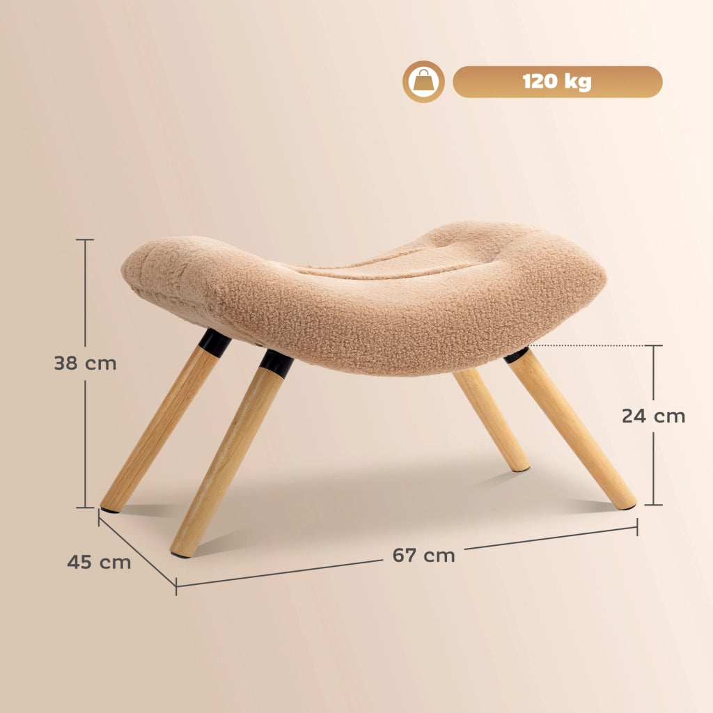 Pouf imbottito con rivestimento velluto e gambe in legno ¨C zephmum ¨C marrone
