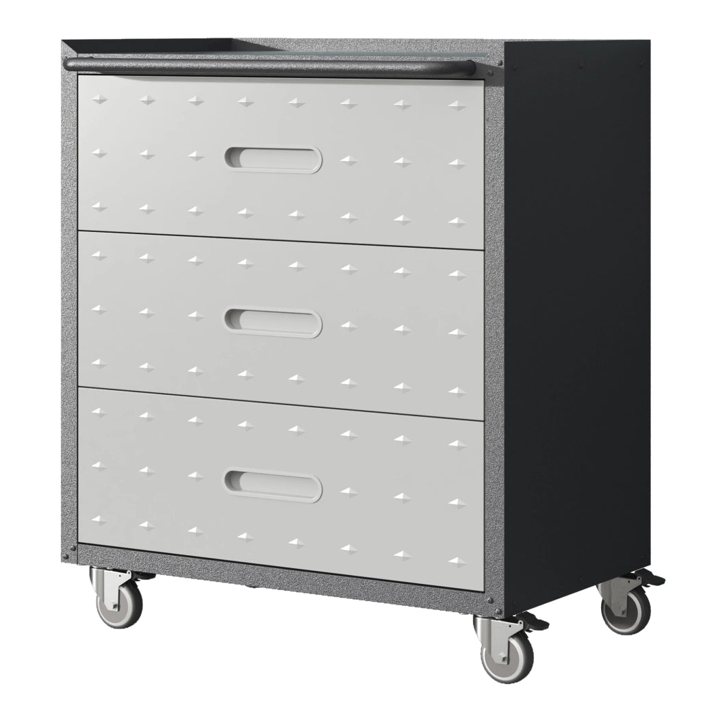 Armadietto portautensili in metallo resistente con ruote ¨C Armadietto portautensili a 3 cassetti, 75 ¡Á 42 ¡Á 88 cm, nero/grigio, per garage, ufficio e