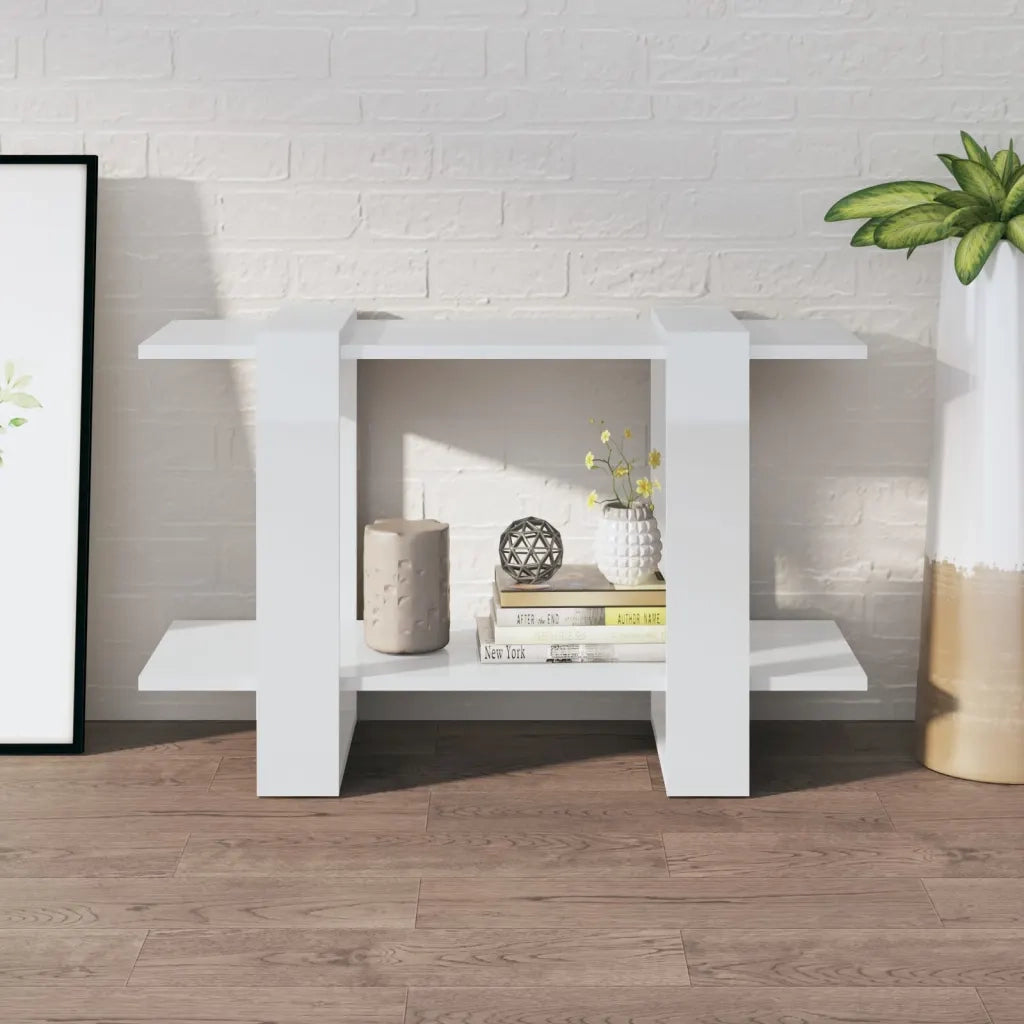 Libreria Divisorio-Scaffale per Libri-Mobile di Stoccaggio Bianco Lucido 80x30x51 cm