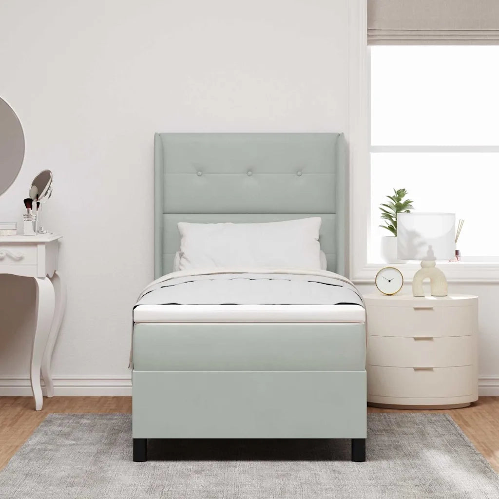 Letto a molle con materasso Grigio chiaro 80 x 200 cm Velluto