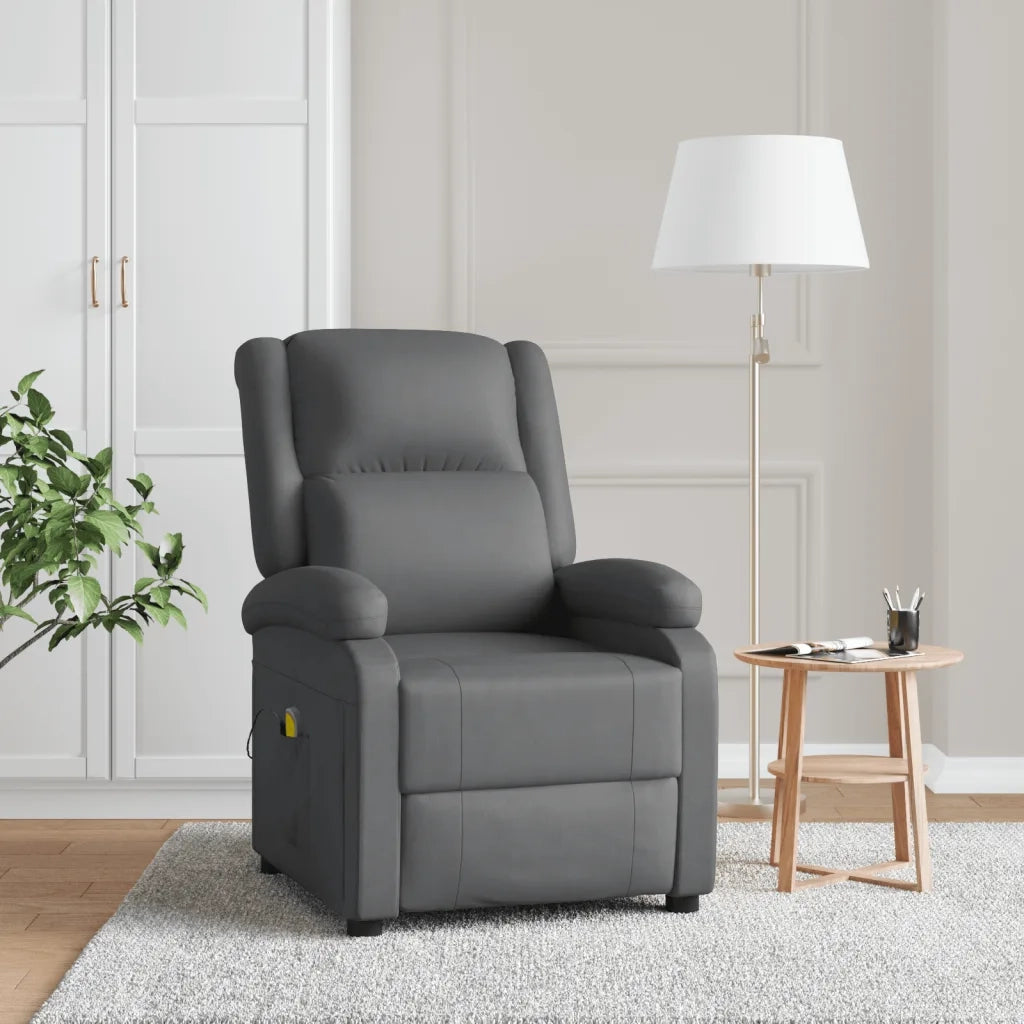 Poltrona Massaggiante | Sedia Relax Antracite in Similpelle