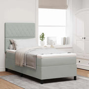 Letto a Sorgente LED Grigio chiaro 100 x 200 cm Tessuto