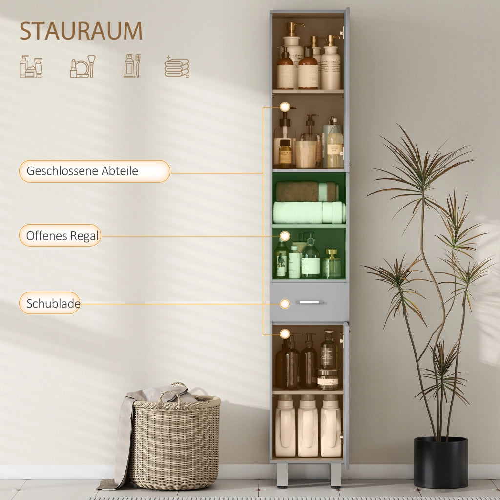 Armadietto Bagno con Ripiani e Cassetti Regolabile ¨C Minimal ¨C Grigio