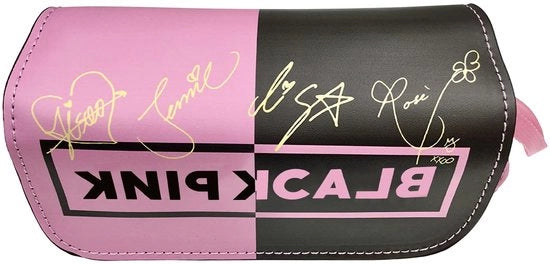 Etui per bambini in doppia pellicola rosa, con chiusura a zip e 3D stampato per contenitore per carta da lettere con compartimenti.