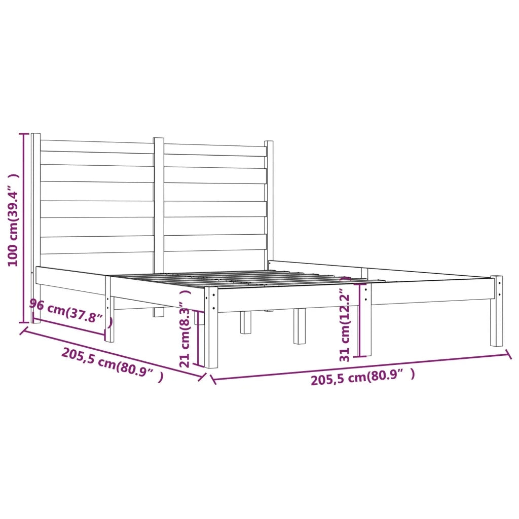 Giroletto-Struttura Letto Grigio in Legno Massello di Pino 200x200 cm 535426