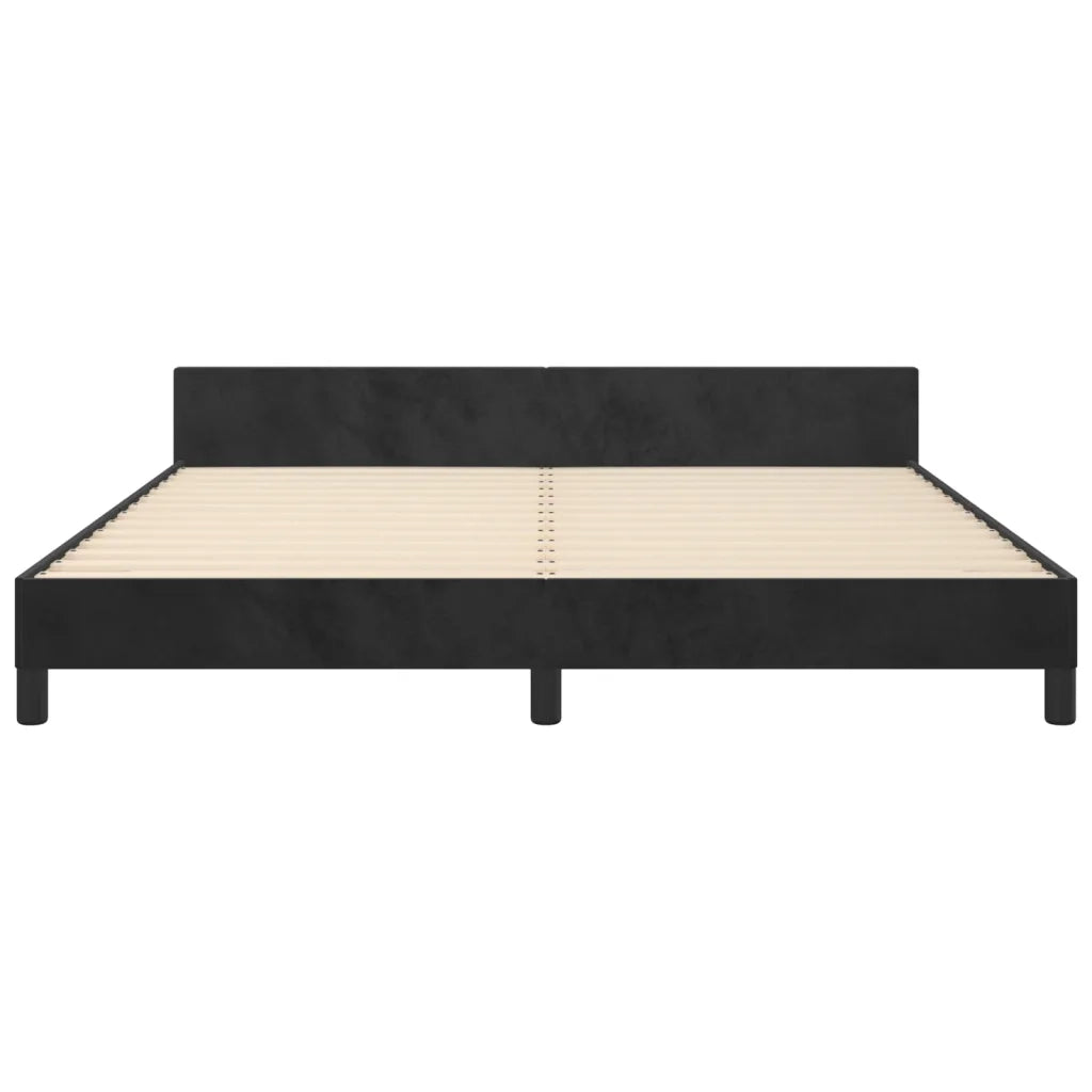 Letto matrimoniale | Letto per adulti | Giroletto senza Materasso Nero 160x200 cm in Velluto