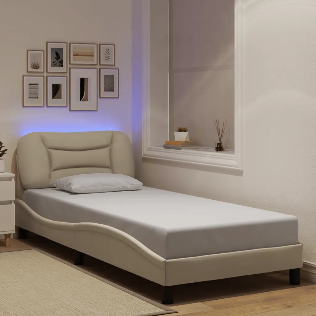 Giroletto con LED senza Materasso Hvar Crema 80x200 cm in Tessuto