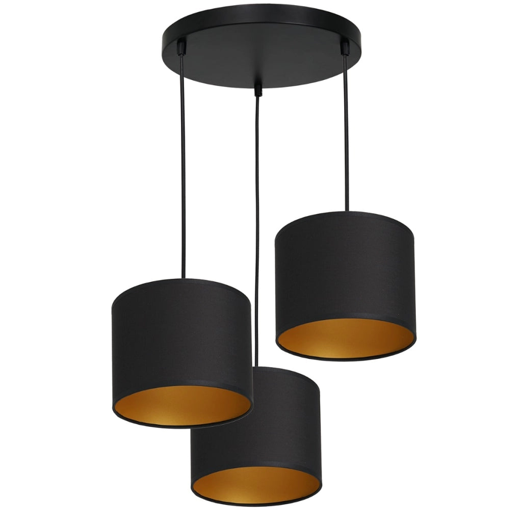 Sospensione Luminex Arden Ø45 nera 3 paralumi E27