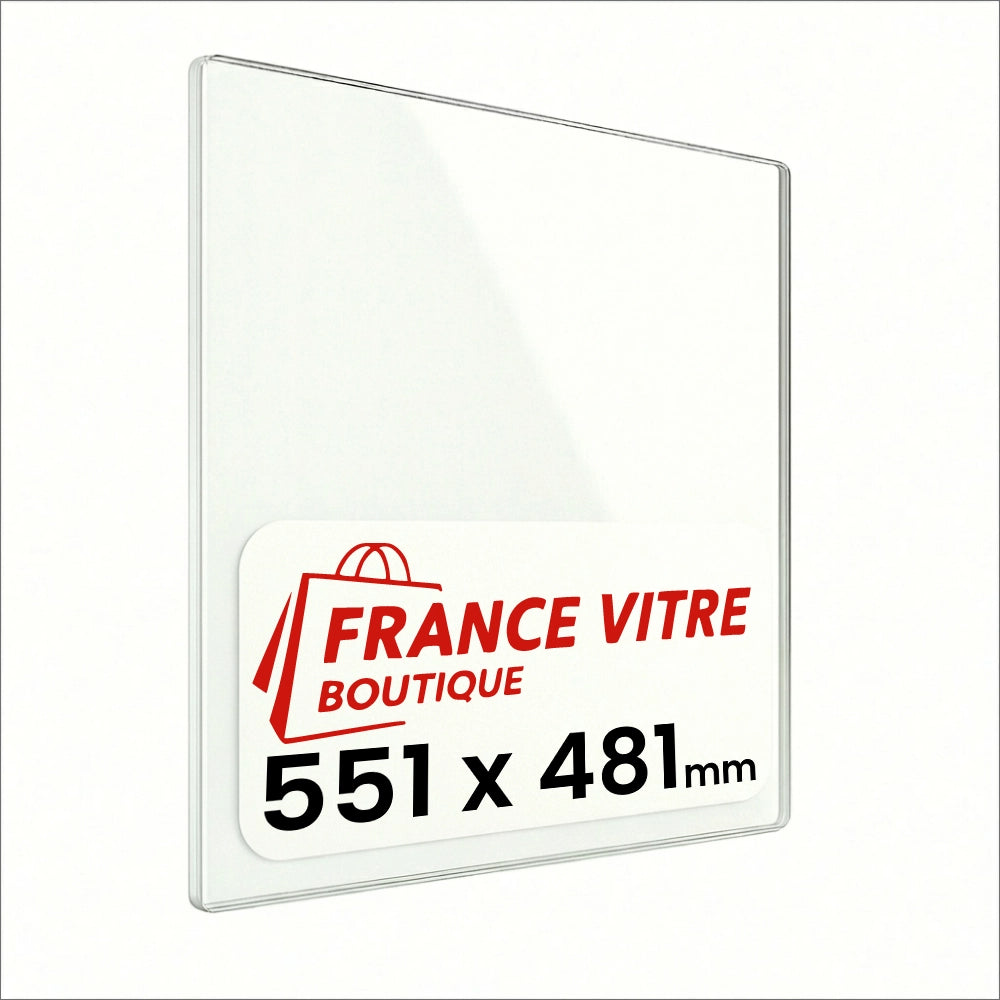 551 x 481 x 4 mm - Vetro per stufa a legna - vetro camino di ricambio - vetro per caminetto resistente al fuoco - France Vitre