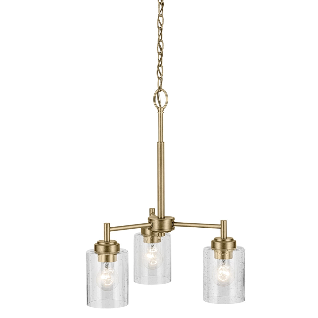 Sospensione Kichler Winslow ottone 3 luci vetro bolle
