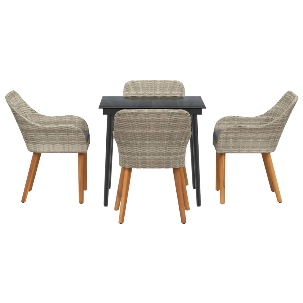 Set da Pranzo per Giardino 5 pcs Grigio chiaro polyrattan