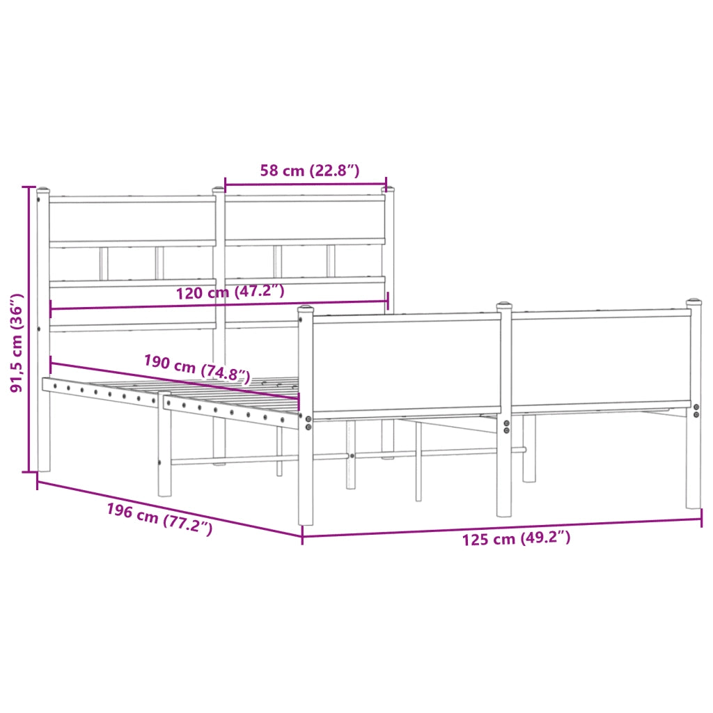 Giroletto senza Materasso-Struttura Letto Rovere Fumo 120x190 cm in Truciolato 146111