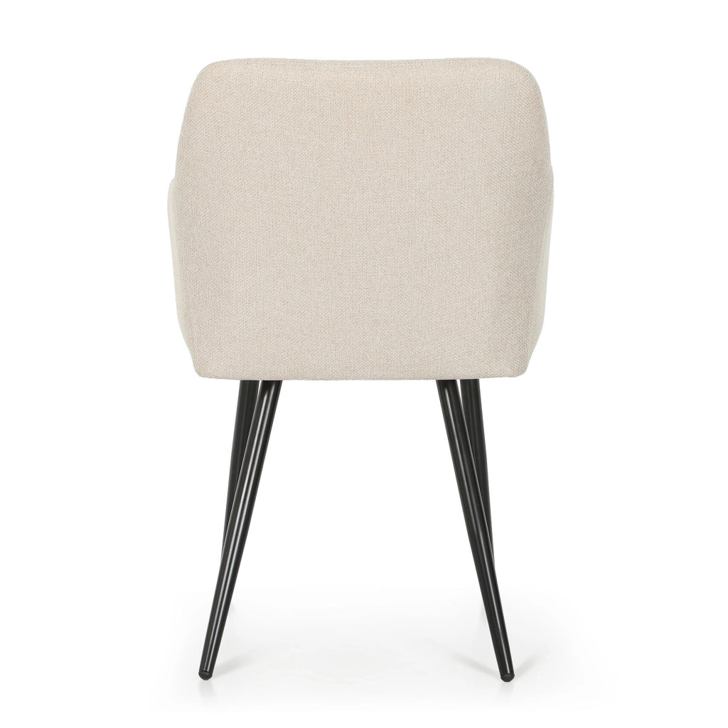 Set di 2 Sedie imbottite con cuciture quadrate LUXANO Beige gambe nere tessuto Lumos