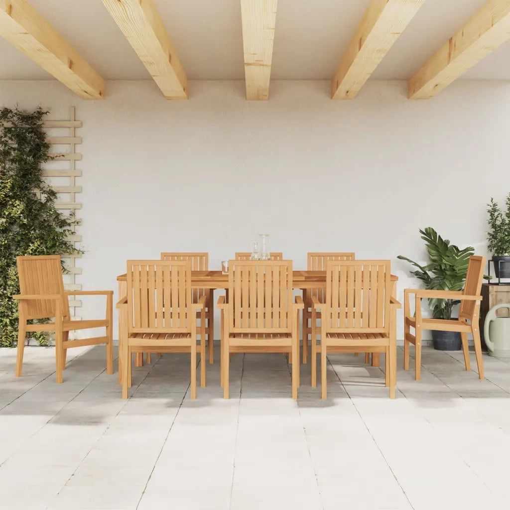 Sedie da Giardino Impilabili 8 pz 56,5x57,5x91 cm Massello Teak 3157903